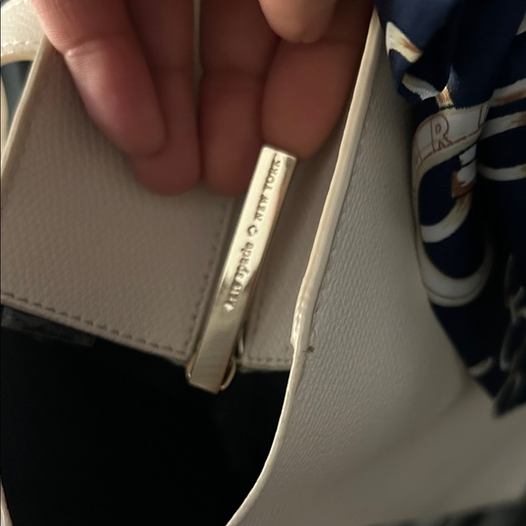 kate spade ♠️ Cream Leather Tote with Navy Scarf Detail - Picture 5 of 7